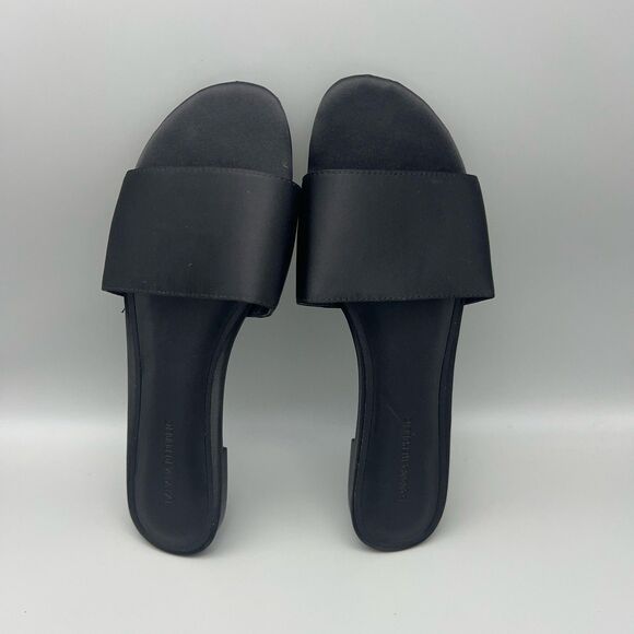 Banana Republic Sandals Womens 8 Black Slide Slip On Open Toe Flat Shoes Minimal - Picture 7 of 10